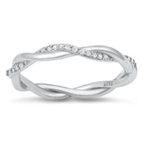 Infinity Knot Wave Lace White CZ Ring New .925 Sterling Silver Band Sizes 5-10