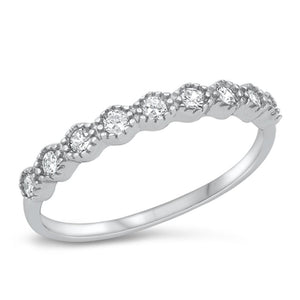 Round Clear CZ Promise Stacking Ring New .925 Sterling Silver Band Sizes 5-10