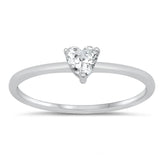 Solitaire Heart Clear CZ Wholesale Ring New .925 Sterling Silver Band Sizes 5-10