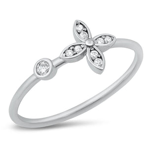 Sterling Silver Clear CZ Flower Ring