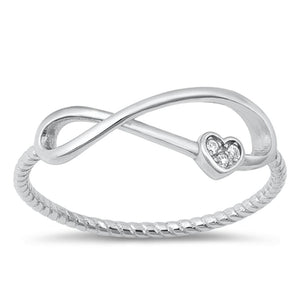 Sterling Silver White CZ Infinity Heart Ring