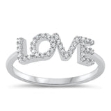 Sterling Silver White CZ LOVE Ring