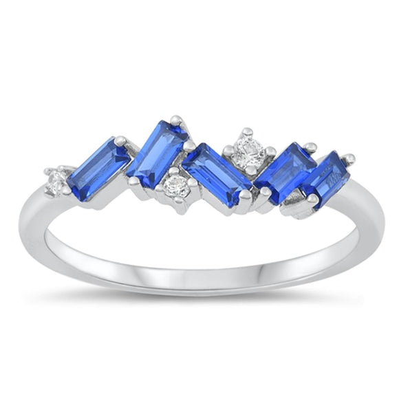 Sterling Silver Blue Sapphire CZ Ring