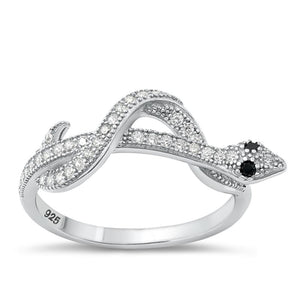 Sterling Silver Clear CZ Snake Ring