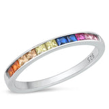 Multicolor CZ Beautiful Stacking Ring New .925 Sterling Silver Band Sizes 4-12