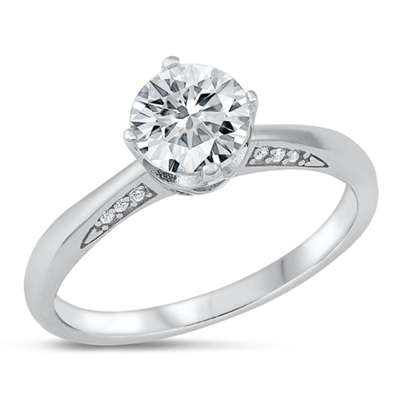 Sterling Silver White CZ Solitaire Engagement Ring