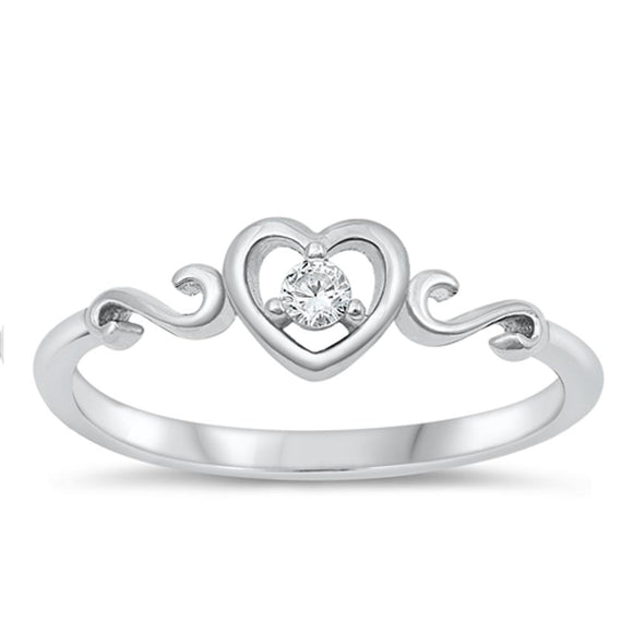 Sterling Silver Heart White CZ Ring