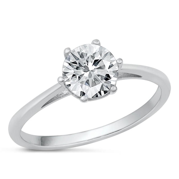 Sterling Silver Clear CZ Engagement Ring