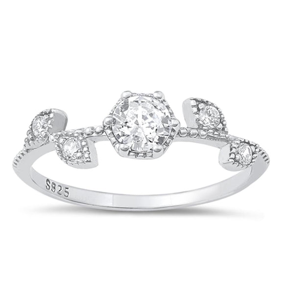 Sterling Silver White CZ Flower Ring