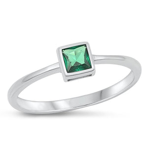 Sterling Silver Emerald CZ Ring