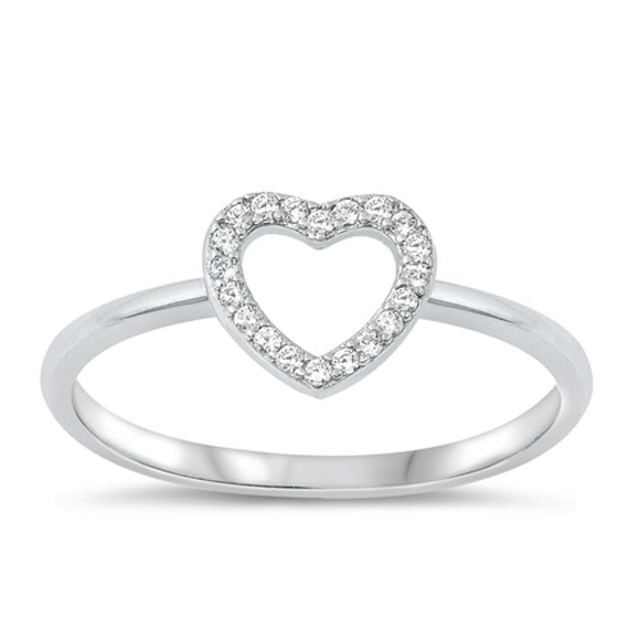 Sterling Silver Clear CZ Heart Ring