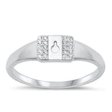 Sterling Silver White CZ Keyhole Ring