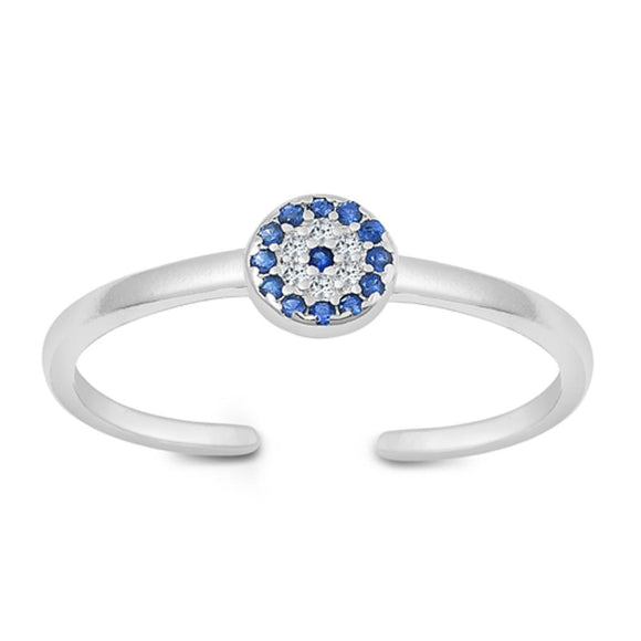 Sterling Silver Blue Sapphire & Clear CZ Toe Ring