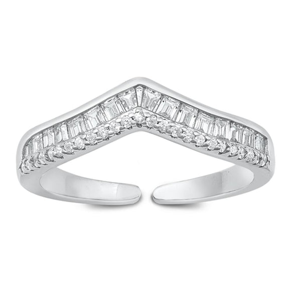 Sterling Silver Clear CZ ChevronRing