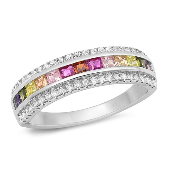 Sterling Silver Multicolor CZ Ring