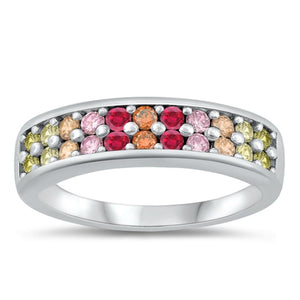 Sterling Silver Multicolor CZ Ring