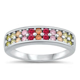 Sterling Silver Multicolor CZ Ring