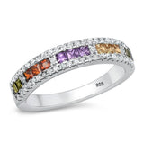 Sterling Silver Multicolor CZ Ring