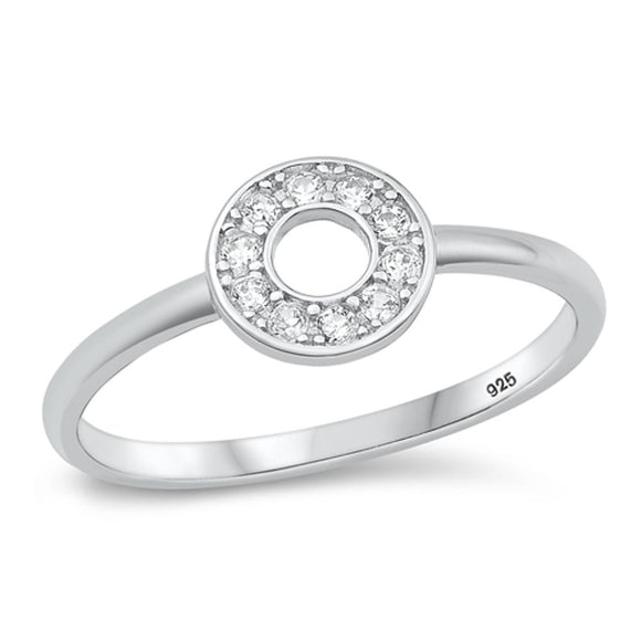 Sterling Silver Clear CZ Halo Ring