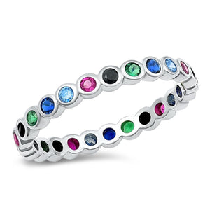 Sterling Silver Multicolor CZ Ring