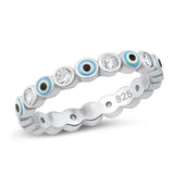 Sterling Silver Clear CZ Evil Eye Ring