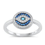 Sterling Silver Evil Eye Multicolor CZ Ring