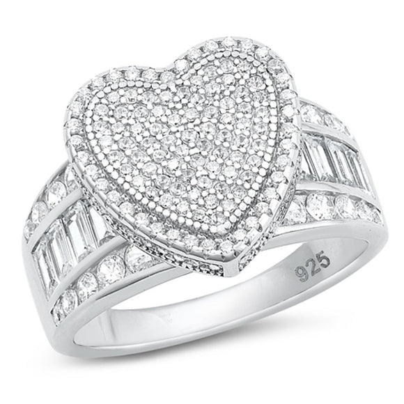 Sterling Silver Clear CZ Heart Ring