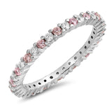 Pink CZ Cute Simple Stacking Ring New .925 Sterling Silver Thumb Band Sizes 4-10