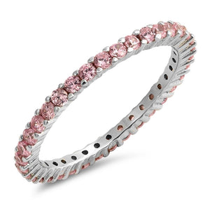 Pink CZ Cute Stackable Promise Ring .925 Sterling Silver Thumb Band Sizes 4-10