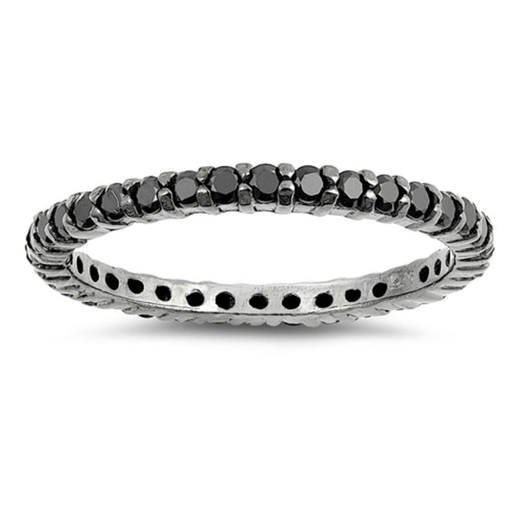 Black CZ Unique Stackable Ring New .925 Sterling Silver Thumb Band Sizes 4-11