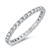 Sterling Silver Eternity Band Clear CZ Thin 2mm Ring Stackable Sizes 4-12