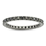 Sterling Silver Eternity Band Black CZ Thin 2mm Ring Stackable Sizes 4-12