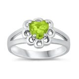 Peridot CZ Beautiful Heart Promise Ring New .925 Sterling Silver Band Sizes 1-5