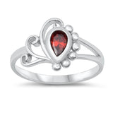 Garnet CZ Cute Polished Swirl Ring New .925 Sterling Silver Band Sizes 1-5