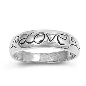 Love Word Polished Cute Thumb Baby Ring New .925 Sterling Silver Band Sizes 2-9