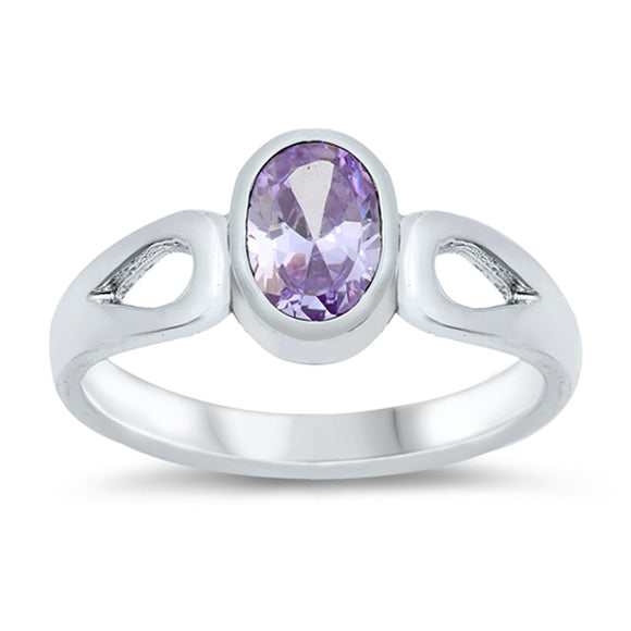 Lavender CZ Beautiful Classic Cutout Ring New .925 Sterling Silver Band Sizes 2.5-5