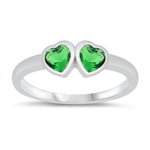 Emerald CZ Heart Love Polished Baby Ring New 925 Sterling Silver Band Sizes 1-5