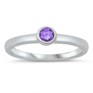 Amethyst CZ Promise Ring Circle New .925 Sterling Silver Band Sizes 1-5