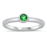 Emerald CZ Polished Circle Ring New .925 Sterling Silver Band Sizes 1-5