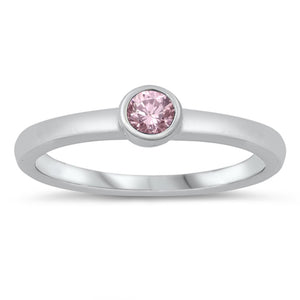 Pink CZ Beautiful Circle Promise Ring New .925 Sterling Silver Band Sizes 1-5