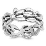 Eternity Abstract Flower Cute Women's Ring .925 Sterling Silver Band Sizes 5-10