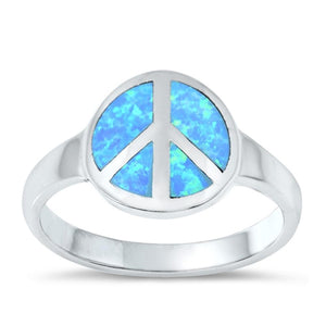 Sterling Silver Blue Lab Opal Peace Ring