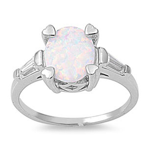 White Lab Opal Heart Love Polished Fantasy Ring Sterling Silver Band Sizes 5-10