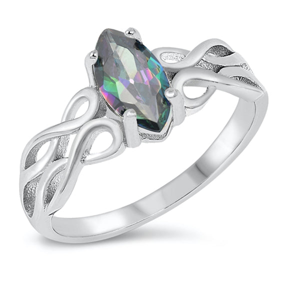 Rainbow Topaz CZ Celtic Infinity Ring New .925 Sterling Silver Band Sizes 4-10