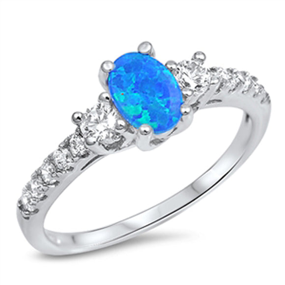 Blue Lab Opal Polished Solitaire Promise Ring Sterling Silver Band Sizes 4-12