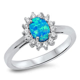 Blue Lab Opal Polished Flower Sun Ring New .925 Sterling Silver Band Sizes 4-11