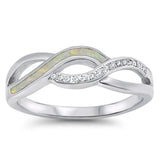 Clear CZ White Lab Opal Infinity Knot Ring .925 Sterling Silver Band Sizes 4-12