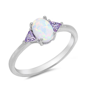 Amethyst CZ White Lab Opal Fashion Ring New .925 Sterling Silver Band Sizes 4-10