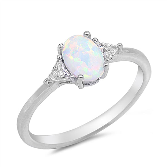 Elegant Clear CZ White Lab Opal Wedding Ring .925 Sterling Silver Sizes 4-12