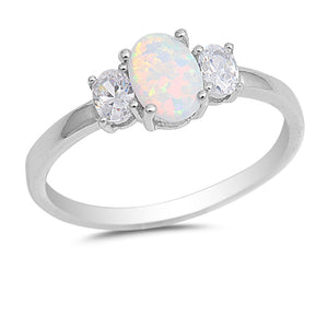 Clear CZ White Lab Opal Solitaire Ring New .925 Sterling Silver Band Sizes 4-10